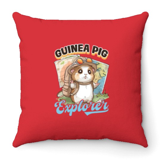 Guinea Pig Guinea Pig Explorer Throw Pillows