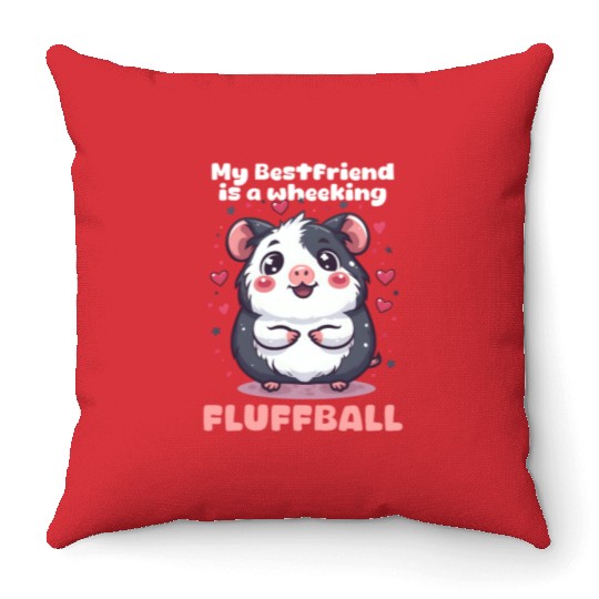 Guinea Pig My Best Friend Is A Wheeking Fluffball Throw Pillows