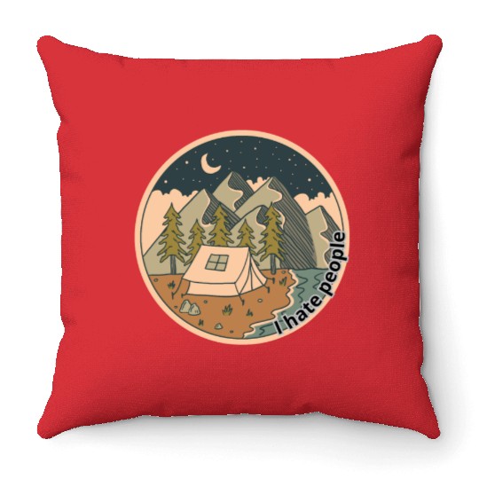 I hate people CampingVibes Throw Pillows