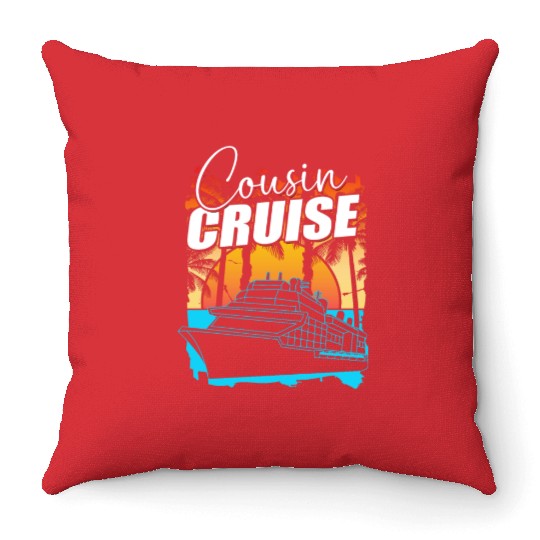 Retro Summer Tropical Beach Vacation Cousin Cruise Throw Pillows