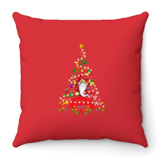 Funny Gnomes Christmas Tree Gnomies Family Xmas Throw Pillows