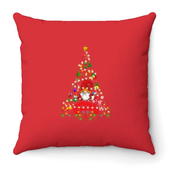 Funny Gnomes Christmas Tree Gnomies Family Xmas Throw Pillows