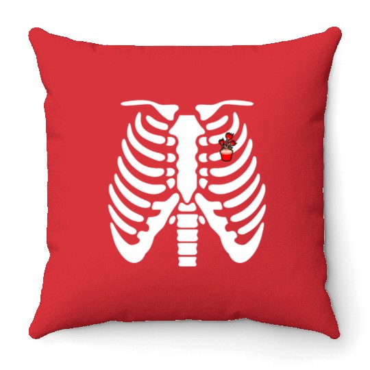 Halloween Skeleton Gardening Throw Pillows