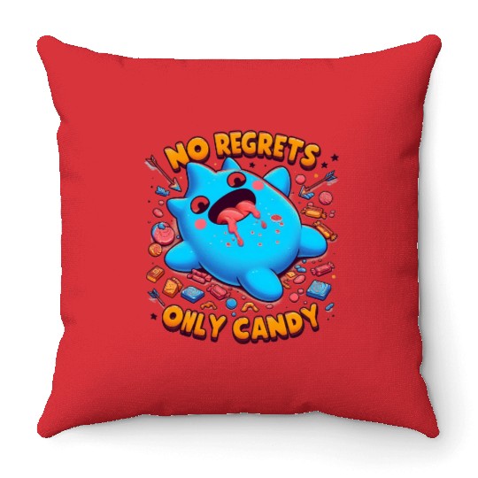 Stitch Halloween No Regrets Only Candy Throw Pillows