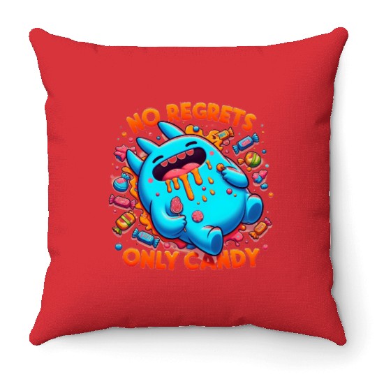 Disneyland Stitch Halloween No Regrets Only Candy Throw Pillows