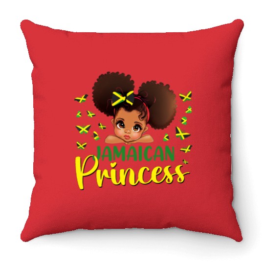 Jamaica Princess Flag for Girls Jamaican Pride Throw Pillows