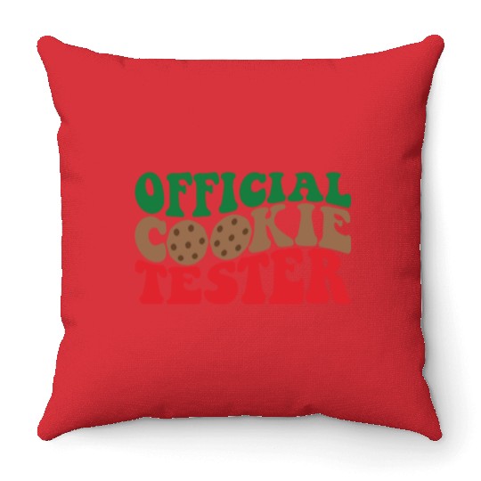 Official Cookie Tester - funny Christmas design Throw Pillows