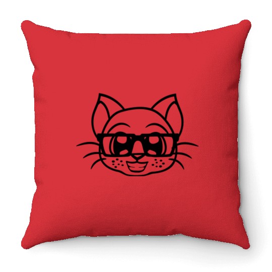 Nerd Cat Horn-rimmed Glasses Geek Smart Kitten Fun Throw Pillows