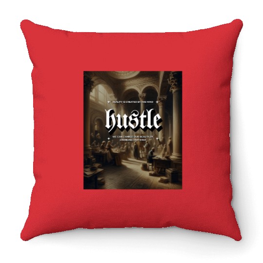 Hustle Antique Gallery Building Classic Painting Throw Pillows