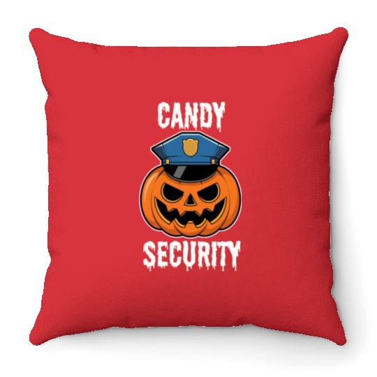 Candy Security Halloween Throw Pillows