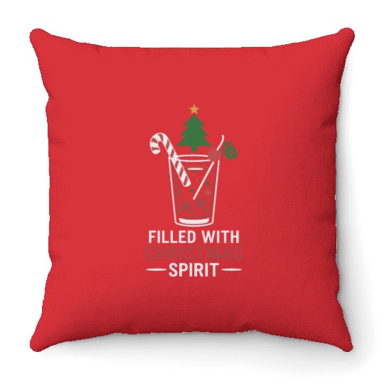 Filled With Christmas Spirit Festive Drink Design Throw Pillows