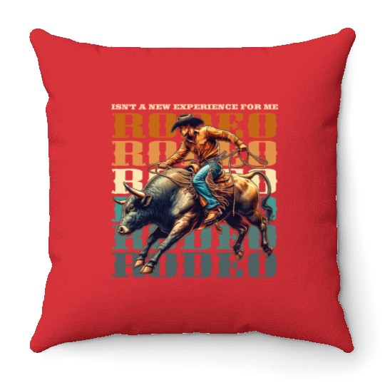 Vintage style Western Bull Rider Throw Pillows