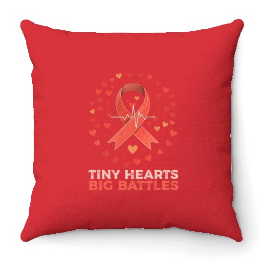 CHD Awareness Tiny Hearts, Big Battles Throw Pillows