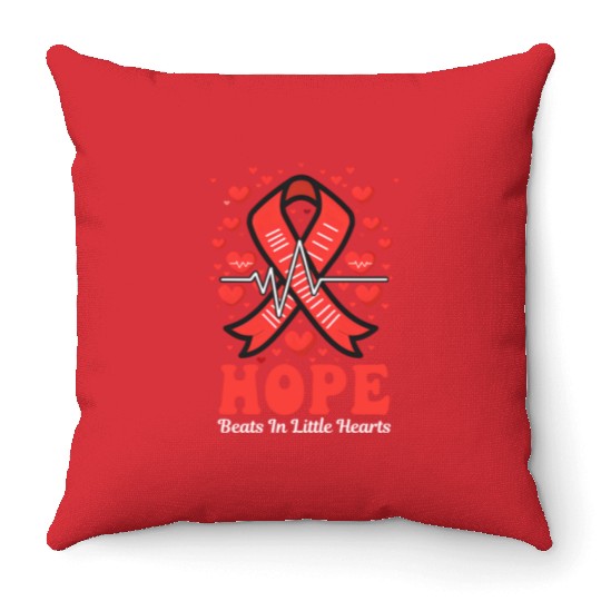 CHD Awareness Hope Beats In Little Hearts Throw Pillows