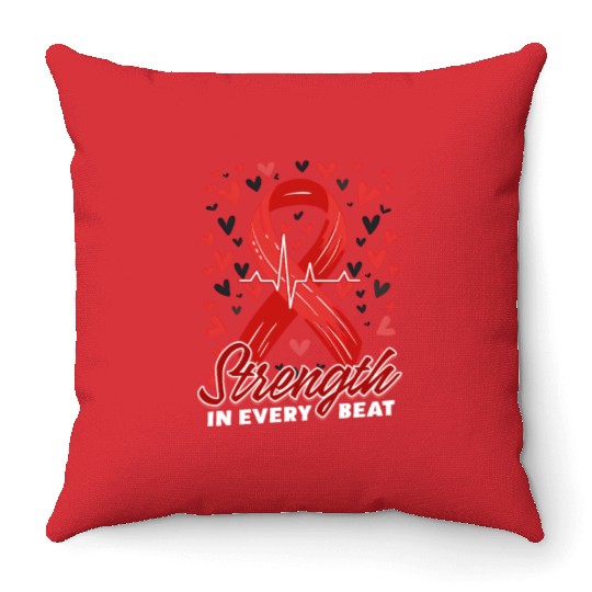CHD Awareness Strength In Every Beat Throw Pillows