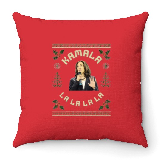Kamala Harris singing Christmas Carol Throw Pillows