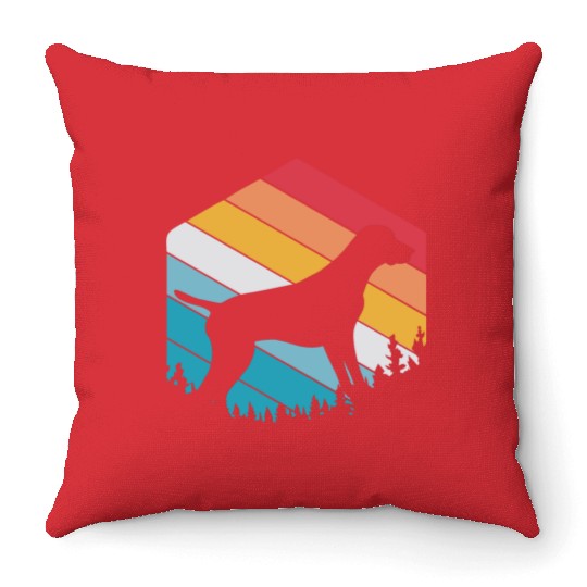 Retro Dog Silhouette German Shorthaired Pointer Throw Pillows