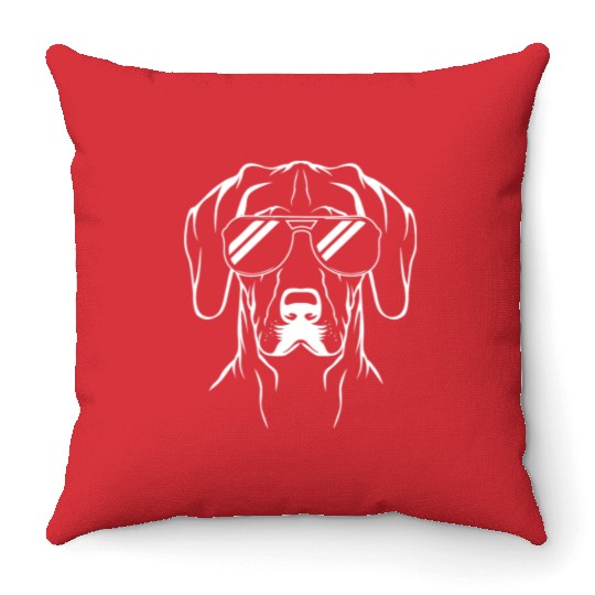 German Shorthaired Pointer Dog Wearing Glasses Throw Pillows
