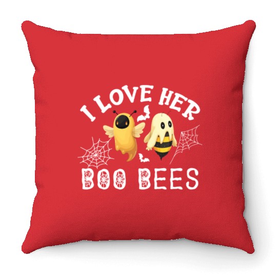 I Love Her Boo Bees Throw Pillows Funny Couples Halloween Co