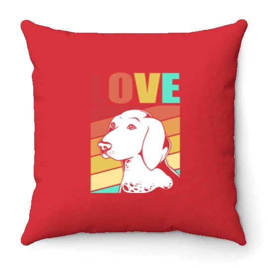Retro German Shorthaired Pointer Dog I Love My GSP Throw Pillows