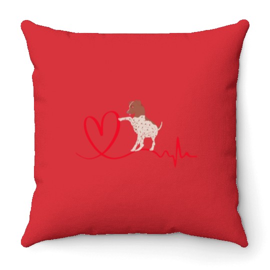 Dog Heartbeat I Love My German Shorthaired Pointer Throw Pillows