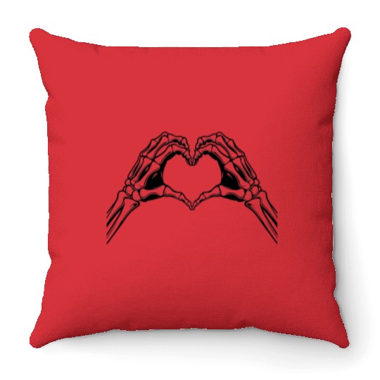 Cute Skeleton Hand Heart Scary Hands Throw Pillows