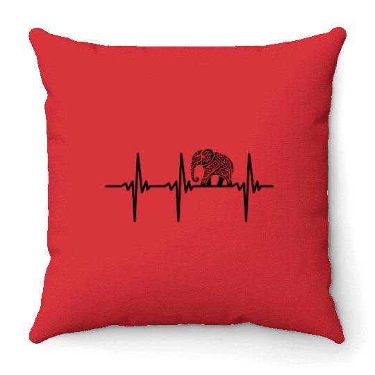 Heartbeat For Large, Artistic Elephants Throw Pillows