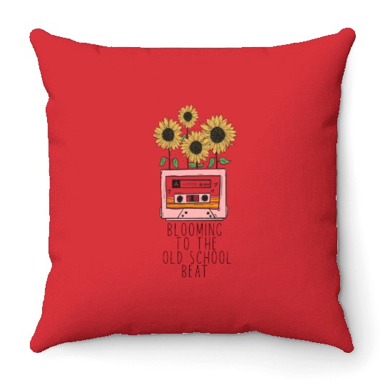Blooming To The Old School Beat Throw Pillows