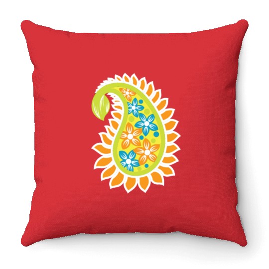 Vibrant Floral Paisley Pattern Throw Pillows