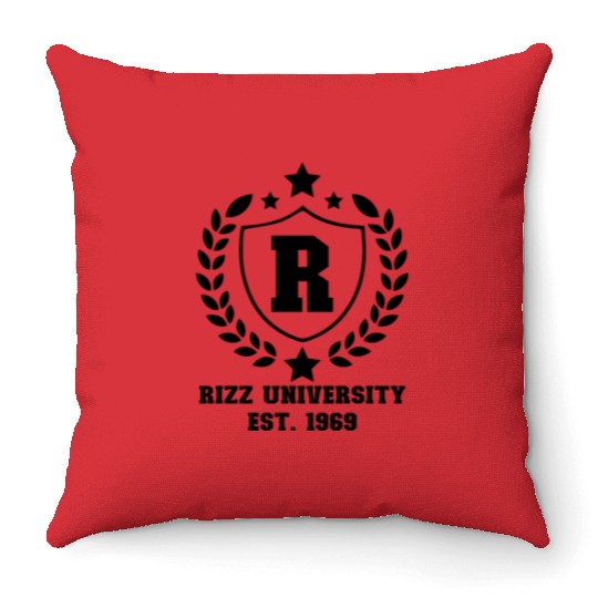 Rizz University Est. 1969 Rizz Academy Rizzlerrizz Throw Pillows