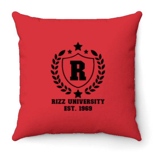 Rizz University Est. 1969 Rizz Academy Rizzlerrizz Throw Pillows