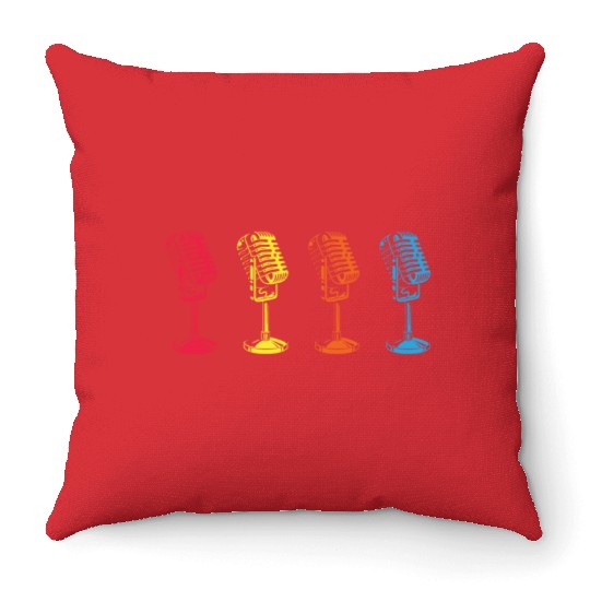 Retro Microphone Pop Art Colorful Throw Pillows
