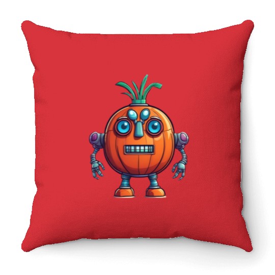 Robot Onion Throw Pillows