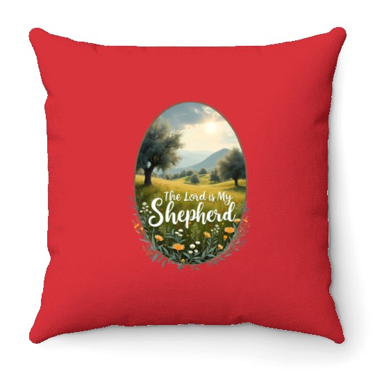 The Lord Is My Shepherd Peaceful Christian Artwork Throw Pillows