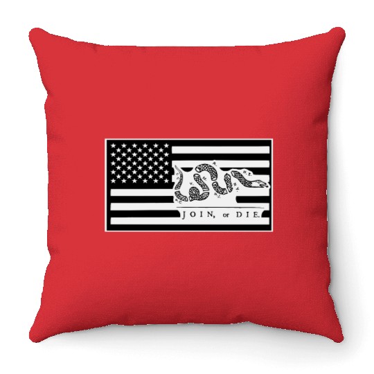 Join Or Die Flag 1776 LIKE US ON FACEBOOK # Throw Pillows