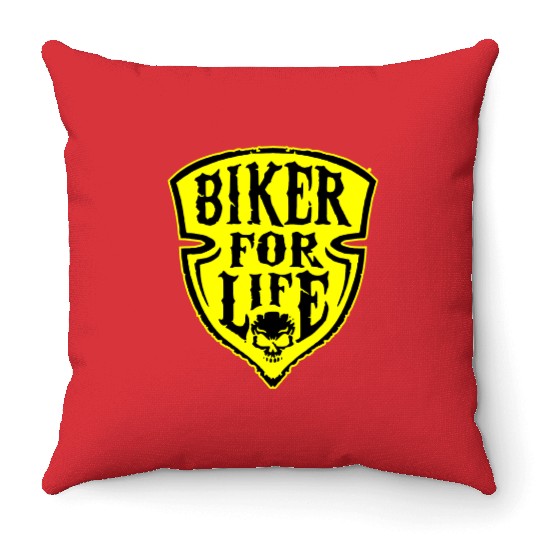 Biker For Life Shield LIKE US ON FACEBOOK # Throw Pillows