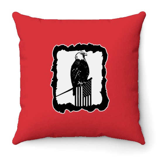 Framed Eagle On Flag Pole LIKE US ON FACEBOOK # Throw Pillows