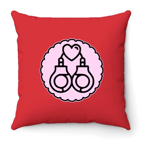 Pink Heart & Handcuffs LIKE US ON FB #USAPatriotG Throw Pillows