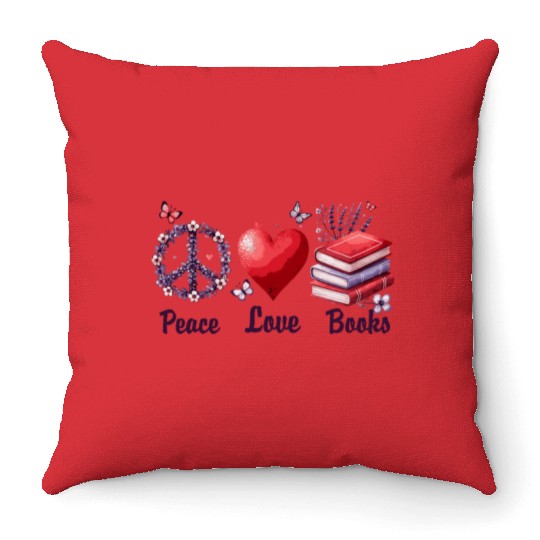 Peace, Love & Books Throw Pillows