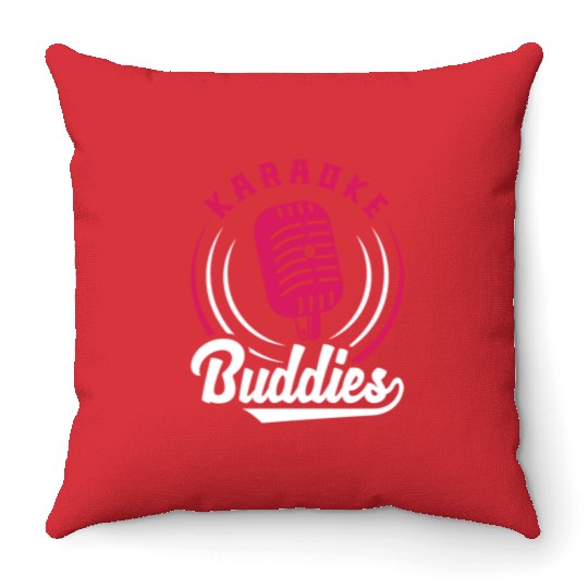 Karaoke Buddies Microphone Retro Style Throw Pillows