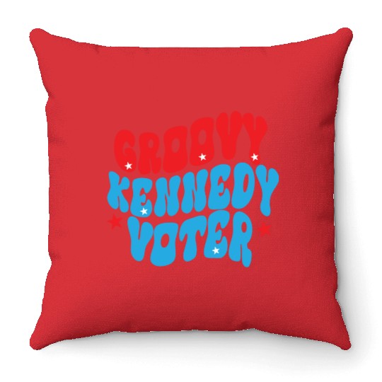 Groovy Kennedy Voter 2024 Election Men.Women. Throw Pillows