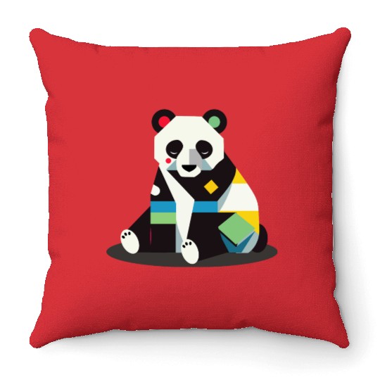 Geometric Panda - Minimalistic and Cute Throw Pillows