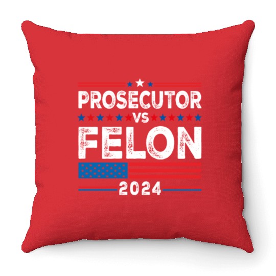 Funny Voting Election 2024 Prosecutor vs Felon Throw Pillows