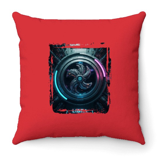 Zodiac sign Libra in cyberpunk era Future Throw Pillows