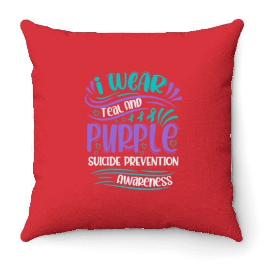 Wellness Collection - I Wear Purple & Teal Throw Pillows