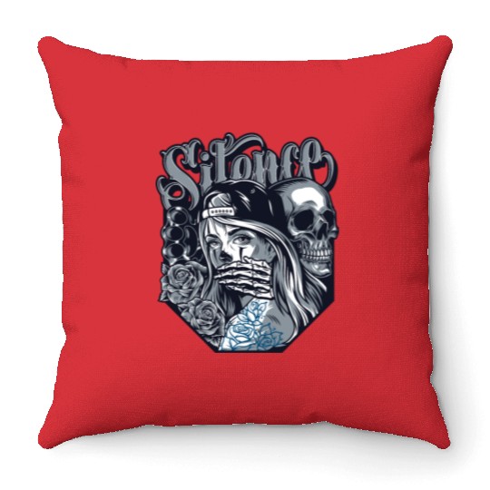 silence Chicano Vintage Design Throw Pillows