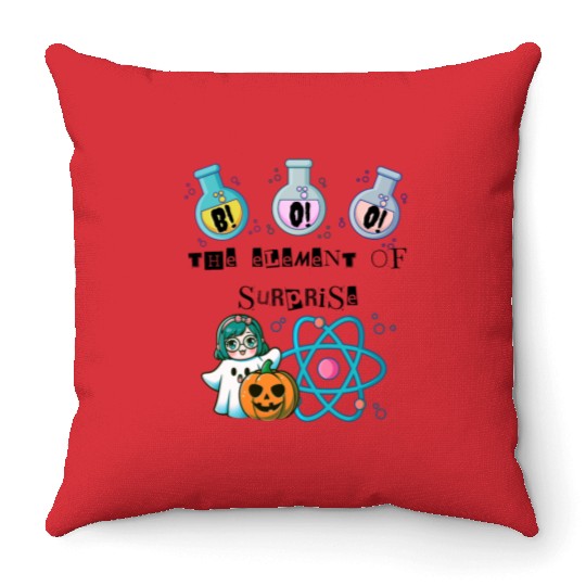 Chemistry Boo The Element Of Surprise Chemist Hall Throw Pillows