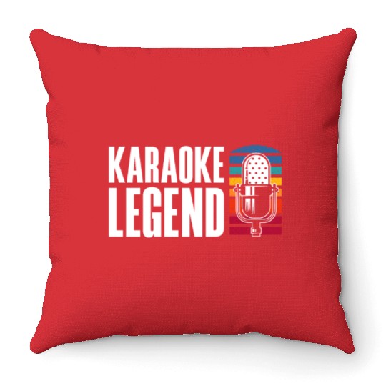 Karaoke Legend Microphone Retro Throw Pillows