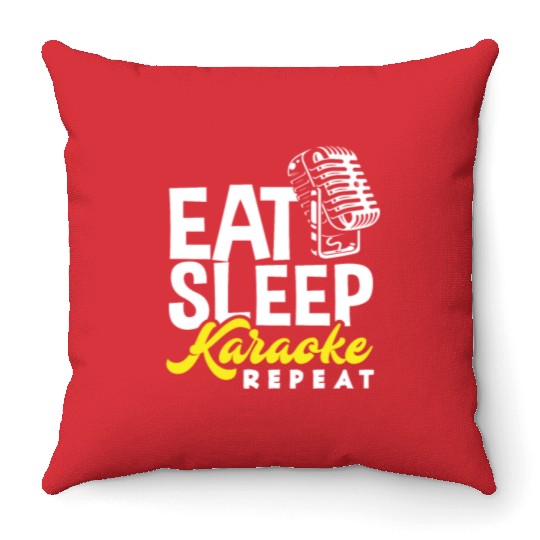 Eat Sleep Karaoke Repeat Microphone Music Throw Pillows
