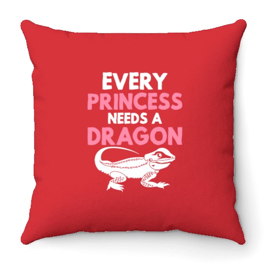 Bearded Dragon Lizard Lover Girl Princess Needs A Throw Pillows